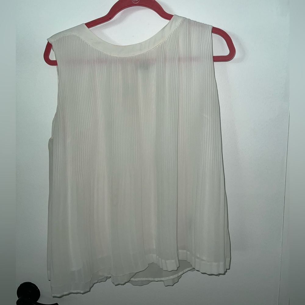 Vince Camuto White Accordion Top